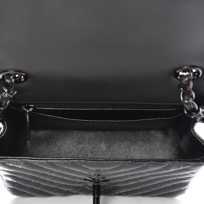 Chanel Metallic Patent Crumpled Calfskin Chevron Quilted Mini Square Flap Black 5 of 8