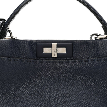 Fendi Cuoio Romano Selleria Medium Peekaboo Iconic Satchel Blue Notte 8 of 11