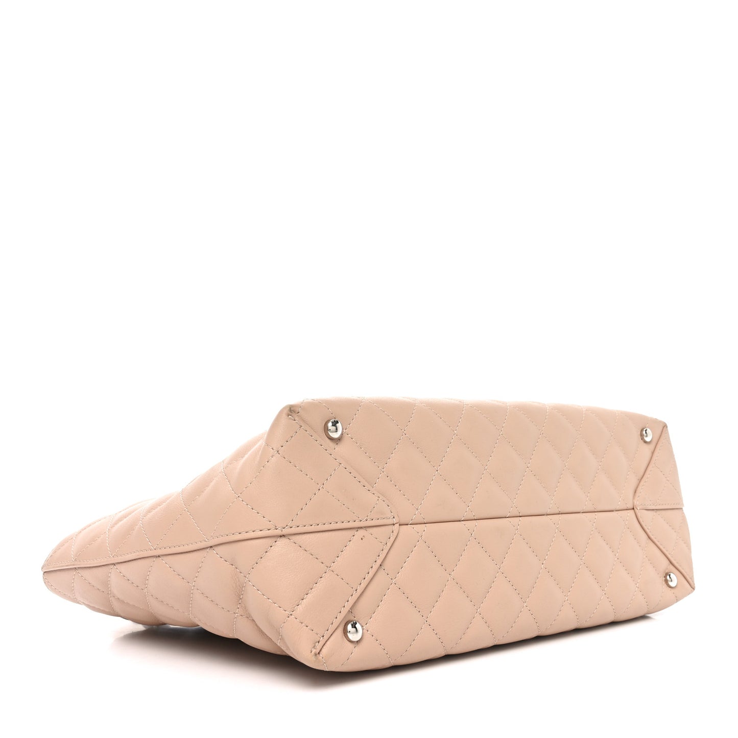 Calfskin Quilted Large Shopping Tote Light Pink
