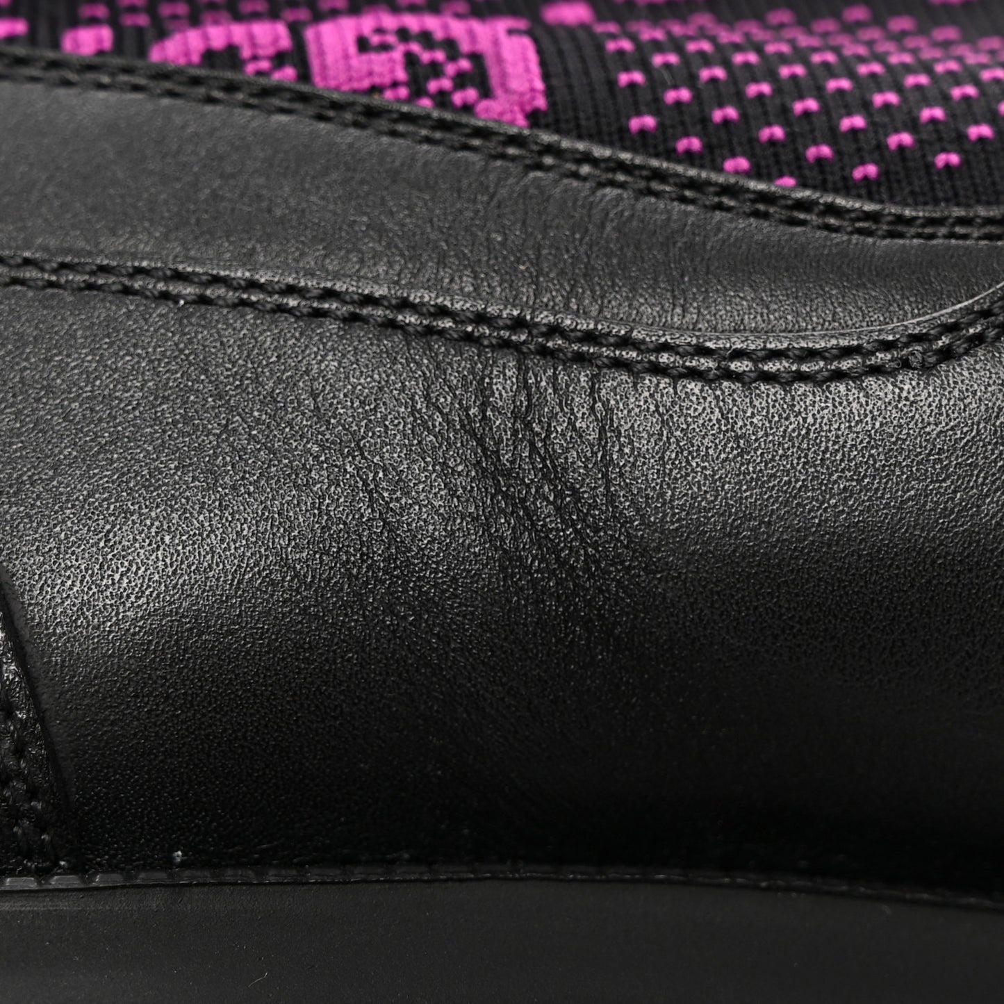 Quebec Calfskin Technical Jersey Knit GG Monogram Horsebit Ankle Boots 41 Black Fucsia