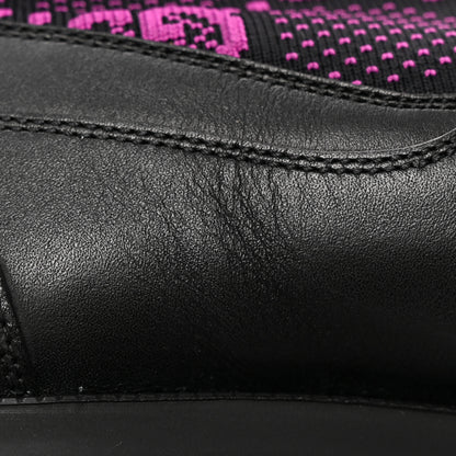 Gucci Quebec Calfskin Technical Jersey Knit GG Monogram Horsebit Ankle Boots 41 Black Fucsia 10 of 13