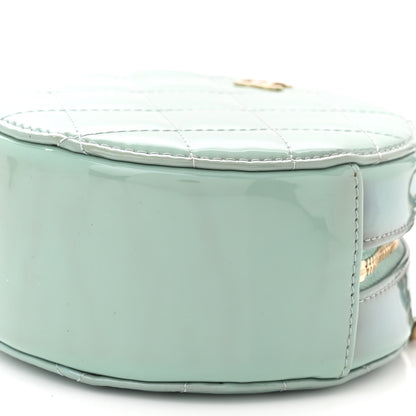 Chanel Patent Quilted Round Clutch With Chain Light Blue 10 of 11