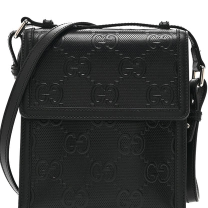 Gucci Calfskin GG Tennis Embossed Messenger Bag Black 9 of 11