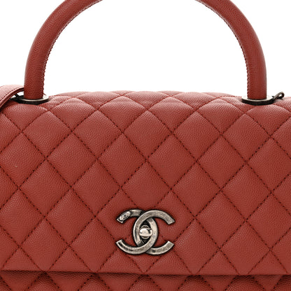 Chanel Caviar Quilted Small Coco Handle Flap Red 8 of 12
