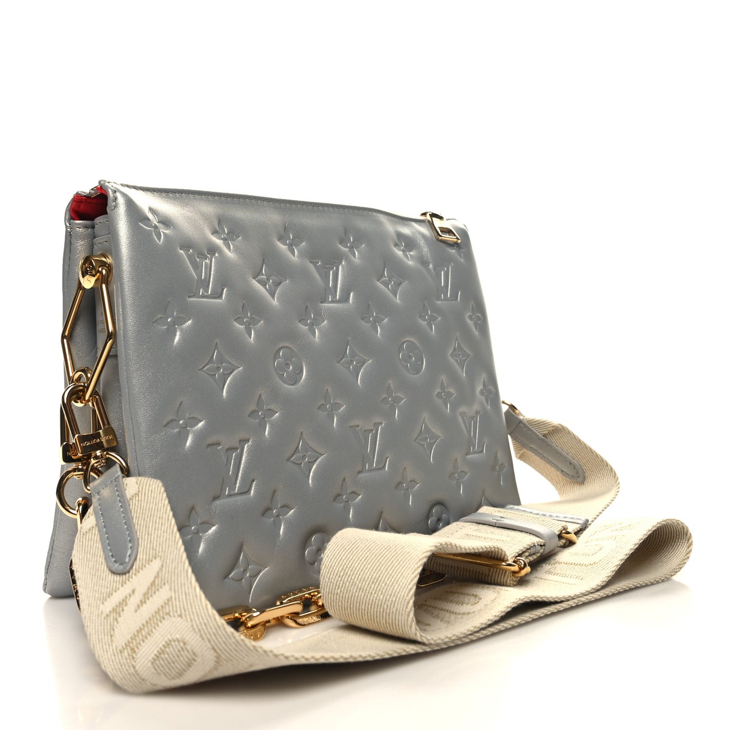 Lambskin Embossed Monogram Coussin PM Silver