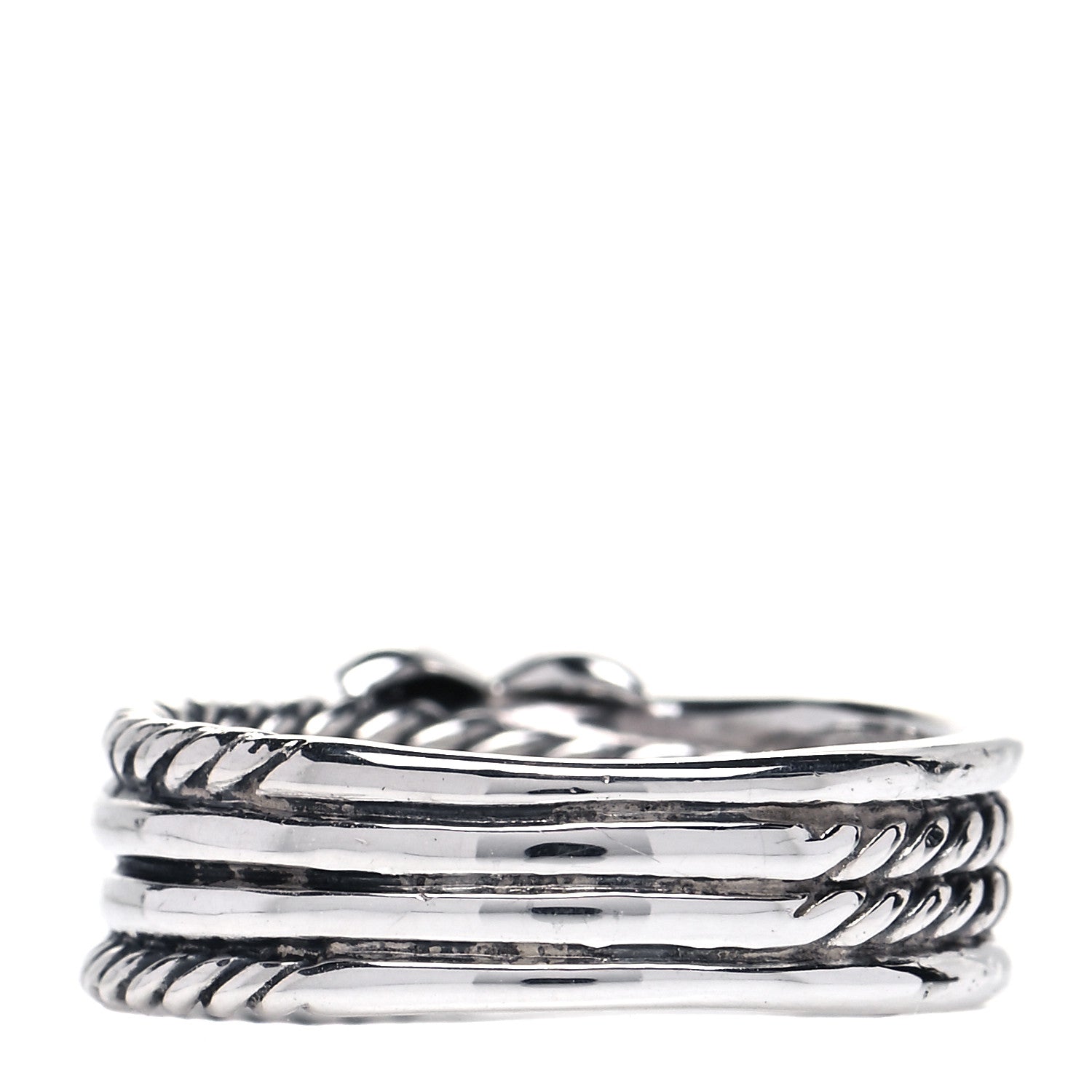 David Yurman Sterling Silver Diamond X Crossover Ring 54 6.75 3 of 4