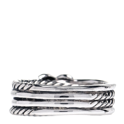 David Yurman Sterling Silver Diamond X Crossover Ring 54 6.75 3 of 4