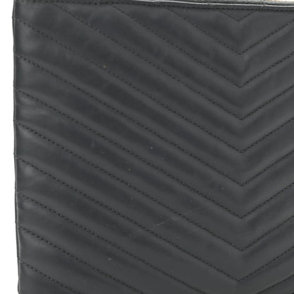 Saint Laurent Calfskin Matelasse Chevron Monogram A5 Wristlet Dark Smog 8 of 9