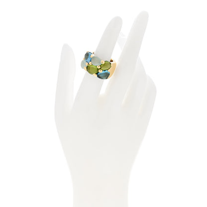 Pomellato 18K Yellow Gold Blue Topaz Peridot Aquamarine Large Sassi Ring 52 6 2 of 5