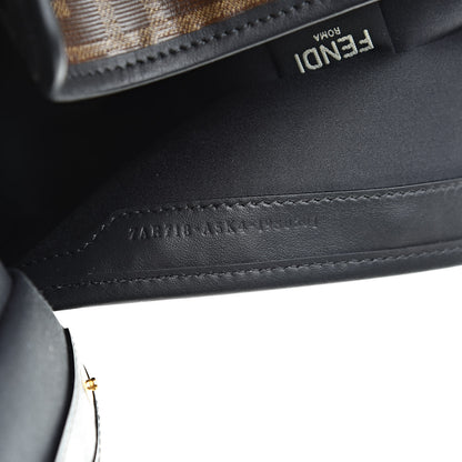 Fendi Glazed Fabric Vitello Century FF 1974 Stamp Patch Medium Peekaboo Defender Cover Mogano Panna Black 8 of 8