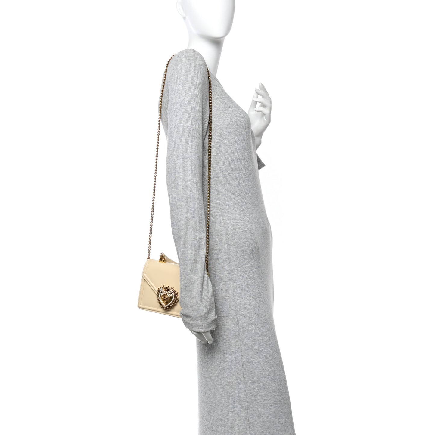Smooth Calfskin Small Devotion Envelope Top Handle Bag Light Beige