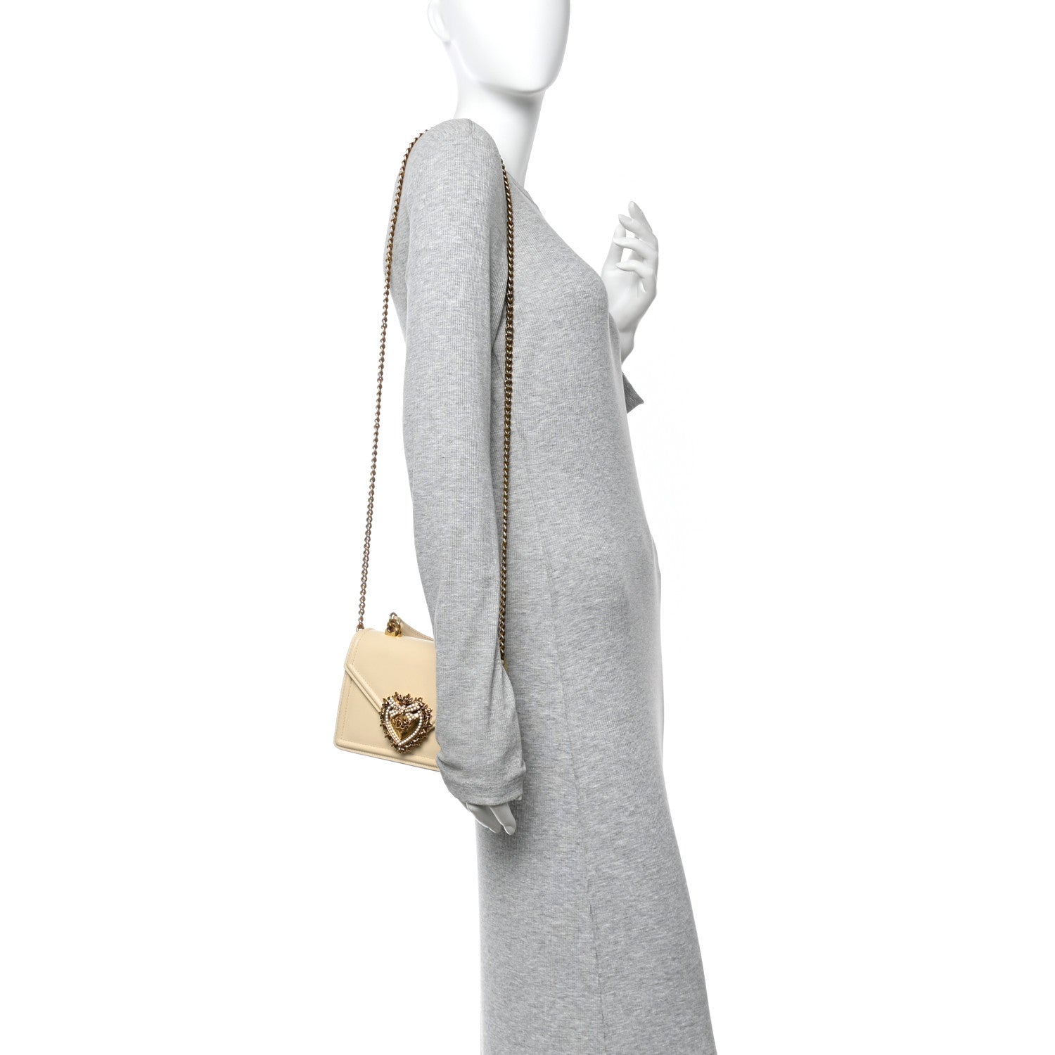 Dolce & Gabbana Smooth Calfskin Small Devotion Envelope Top Handle Bag Light Beige 2 of 11