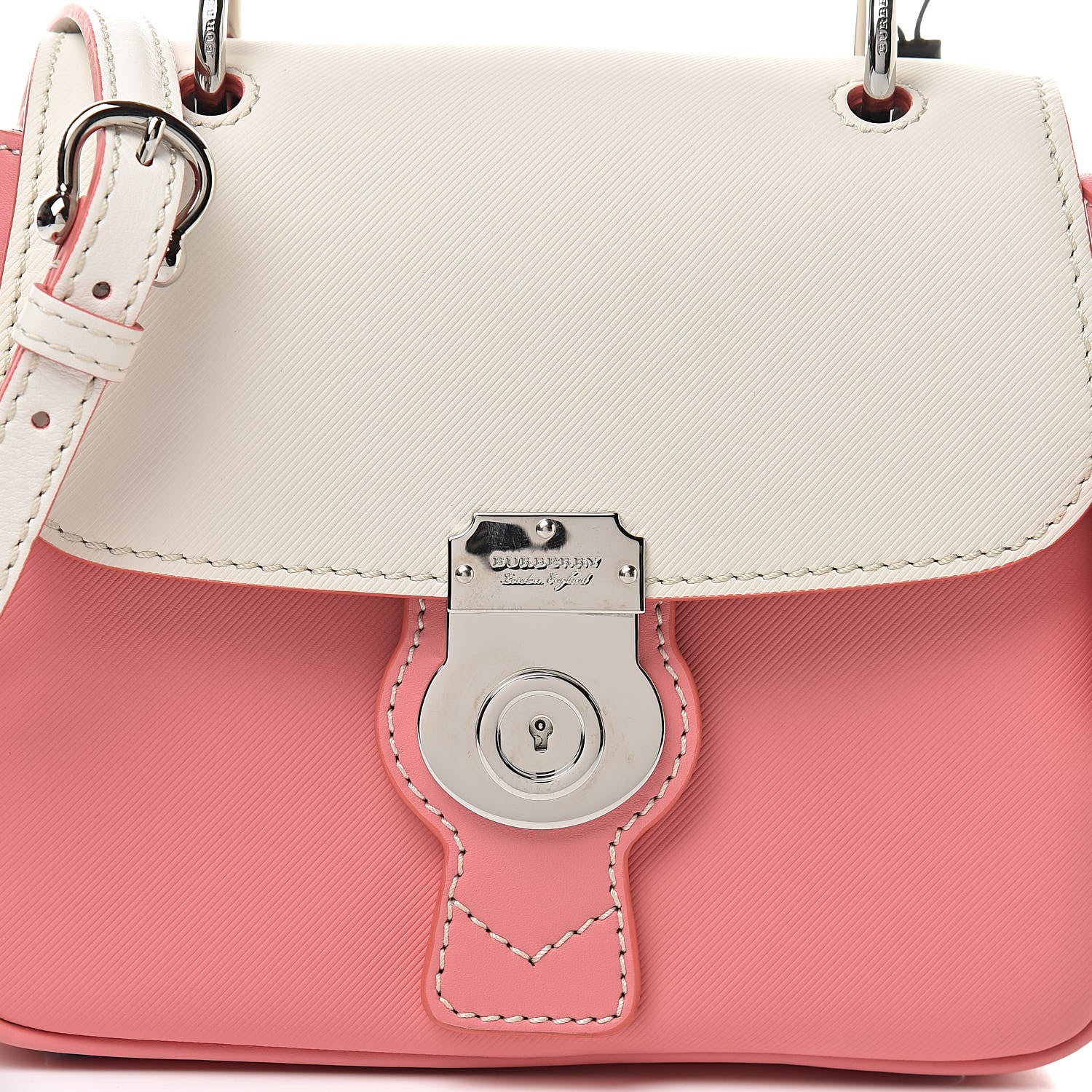 Burberry Trench Calfskin Small DK88 Top Handle Bag Sugar Pink Natural 8 of 10