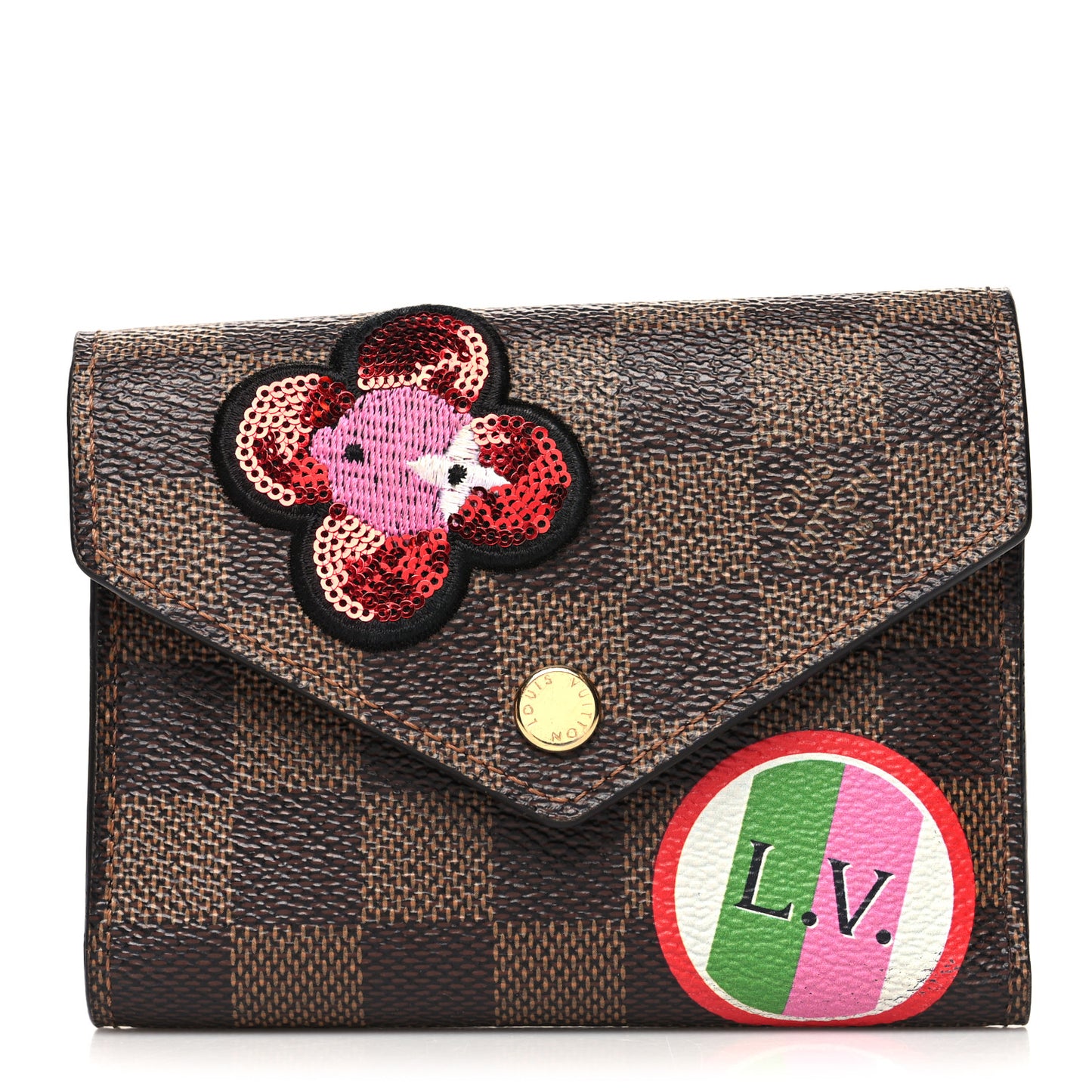 Damier Ebene Stories Victorine Wallet Red