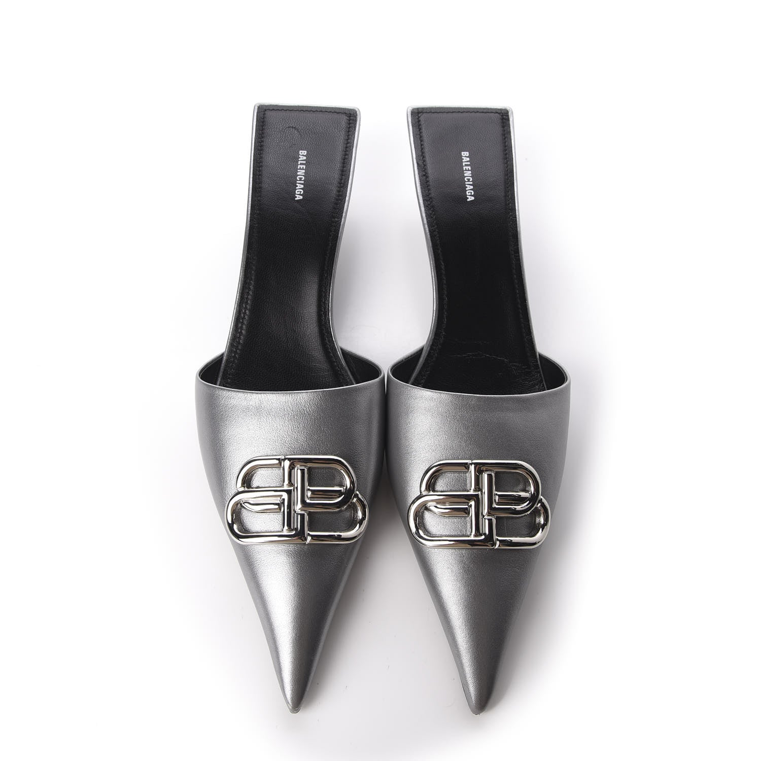Balenciaga Calfskin BB Pointy Toe Mule 10 Gray 5 of 11