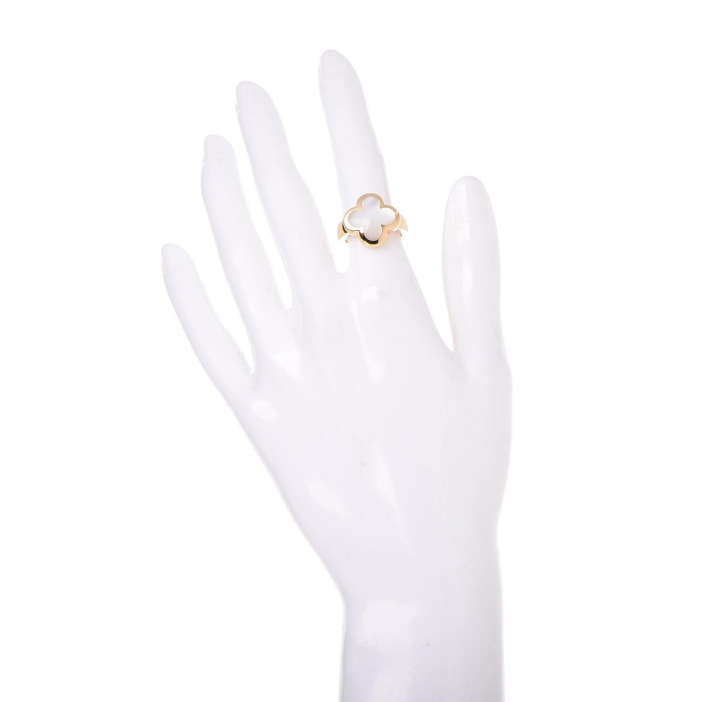 18K Yellow Gold Mother of Pearl Pure Alhambra Ring 49 4.75