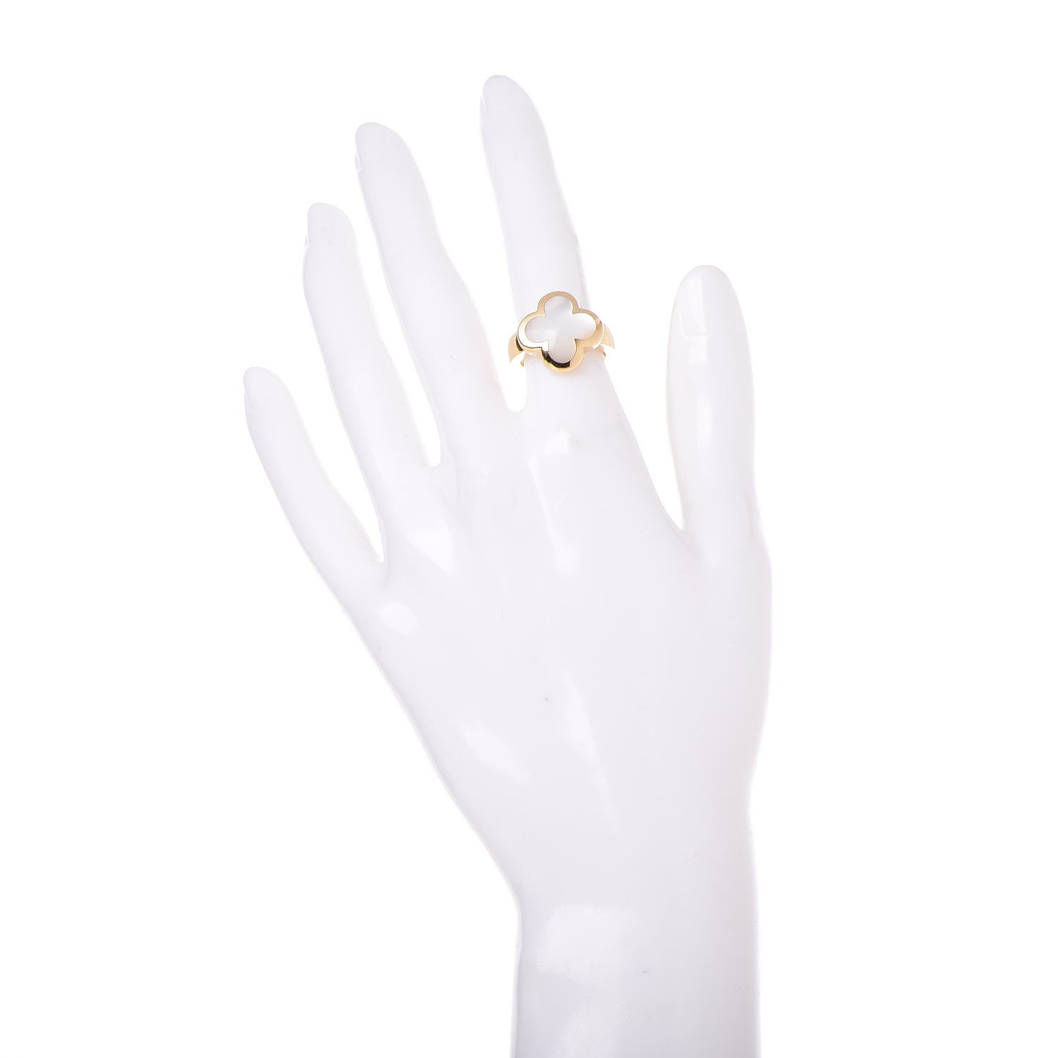 Van Cleef & Arpels 18K Yellow Gold Mother of Pearl Pure Alhambra Ring 49 4.75 2 of 6