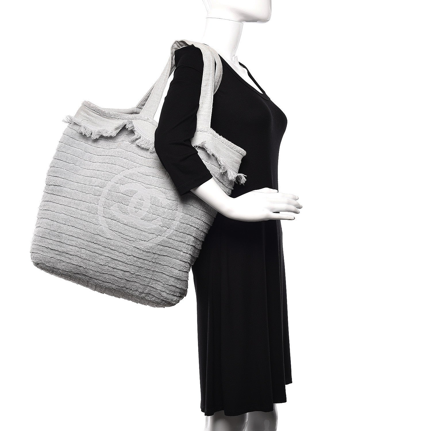 Chanel Terry Cotton CC Beach Tote Towel Set Grey 2 of 11