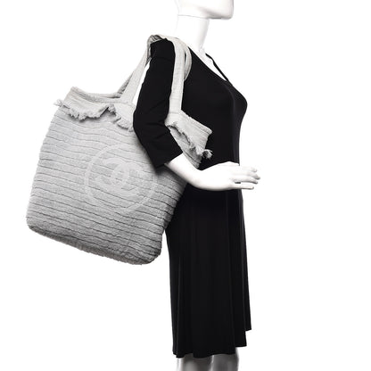 Chanel Terry Cotton CC Beach Tote Towel Set Grey 2 of 11