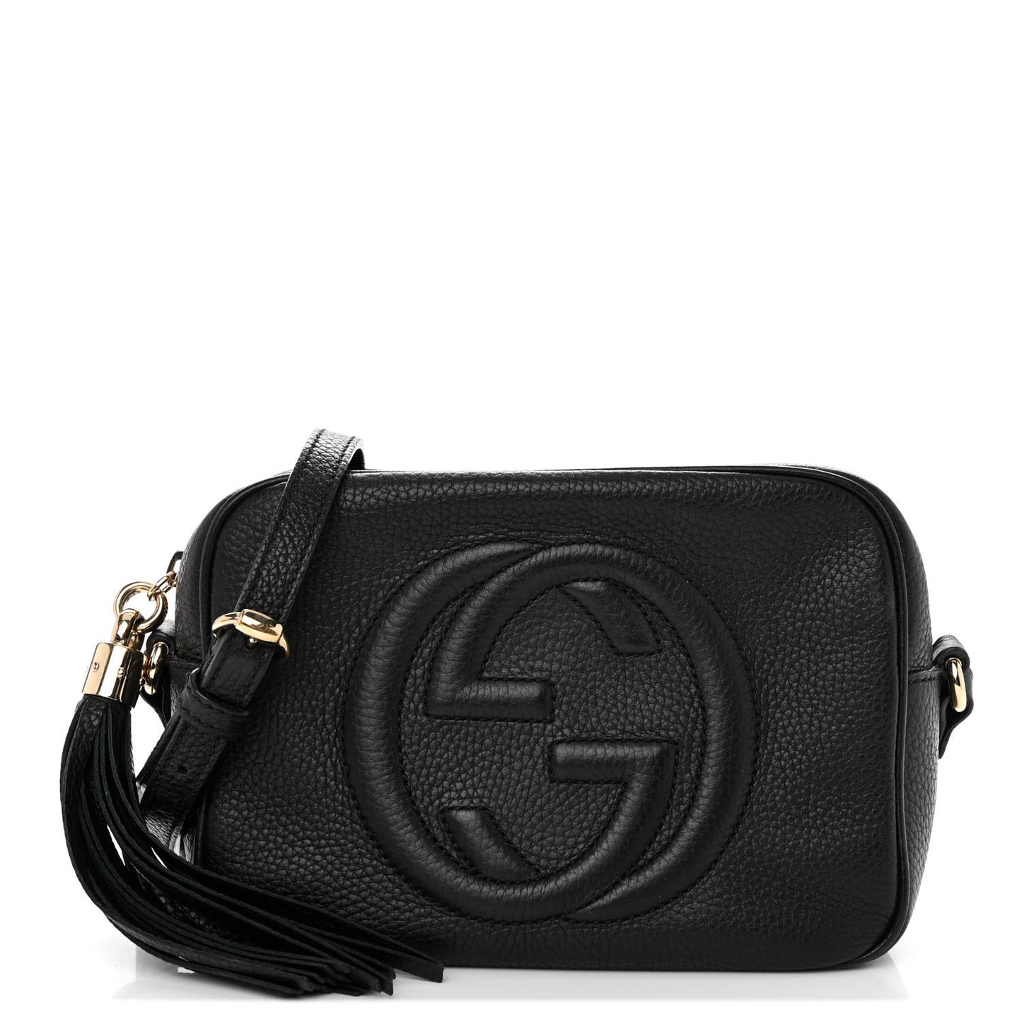 Pebbled Calfskin Small Soho Disco Bag Black