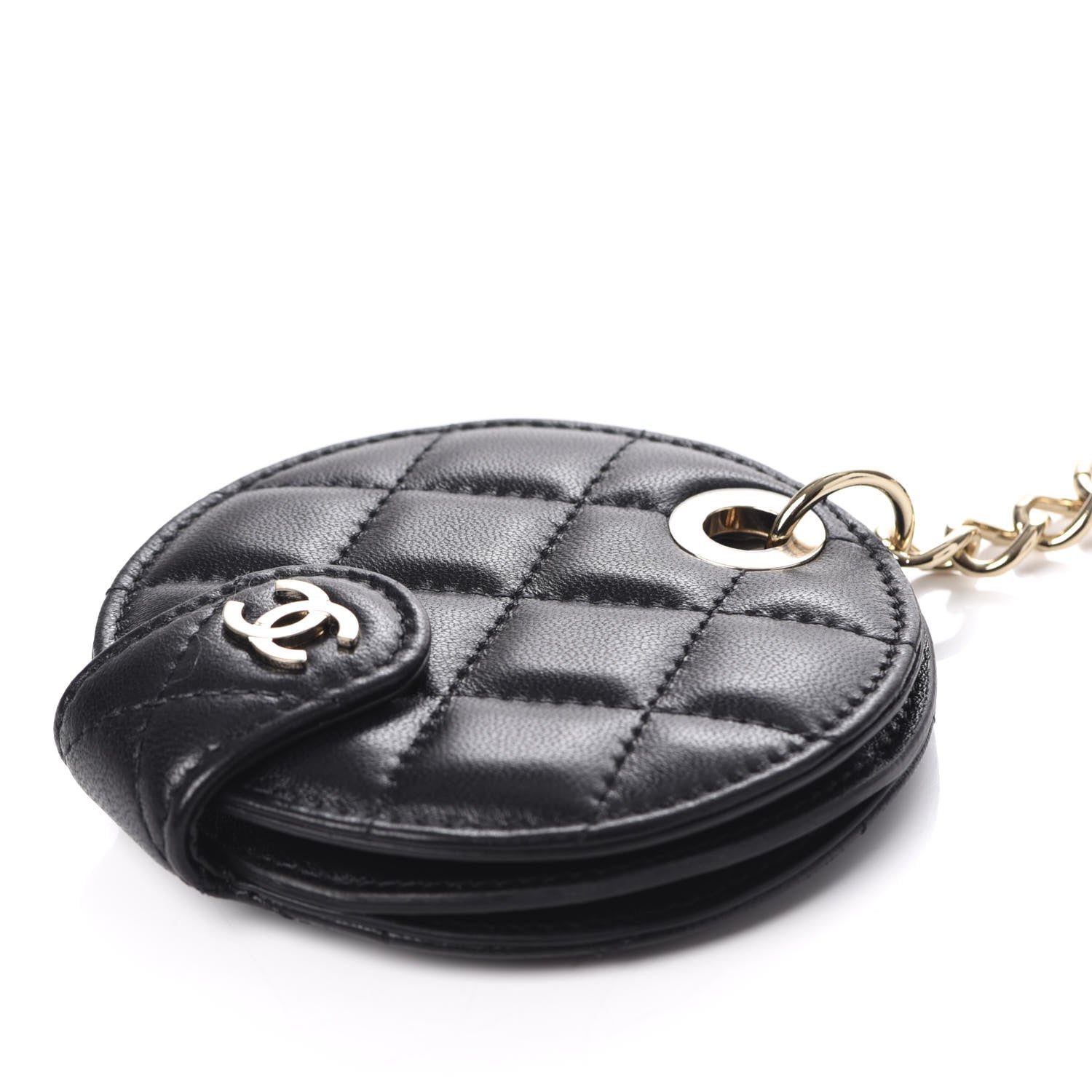 Chanel Lambskin Quilted Round Luggage Tag Black 7 of 7