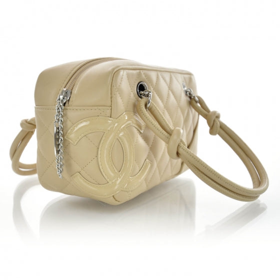Calfskin Quilted Small Cambon Bowler Beige