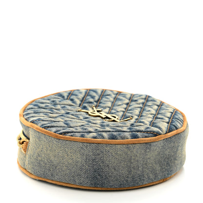Saint Laurent Denim Quilted Monogram Round Crossbody Bag Rodeo Blue 3 of 9