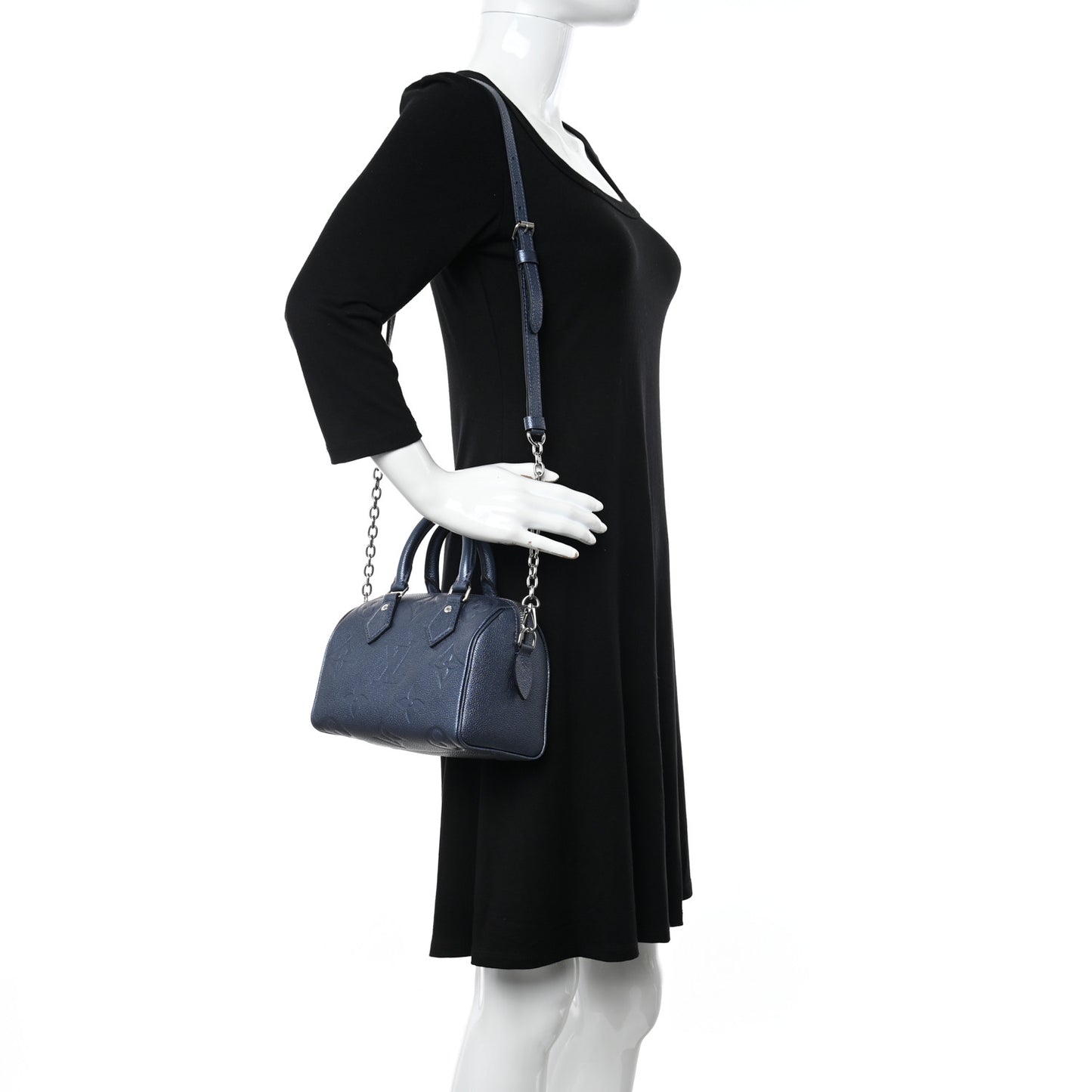 Metallic Empreinte Monogram Giant Speedy Bandouliere 20 Navy Nacre