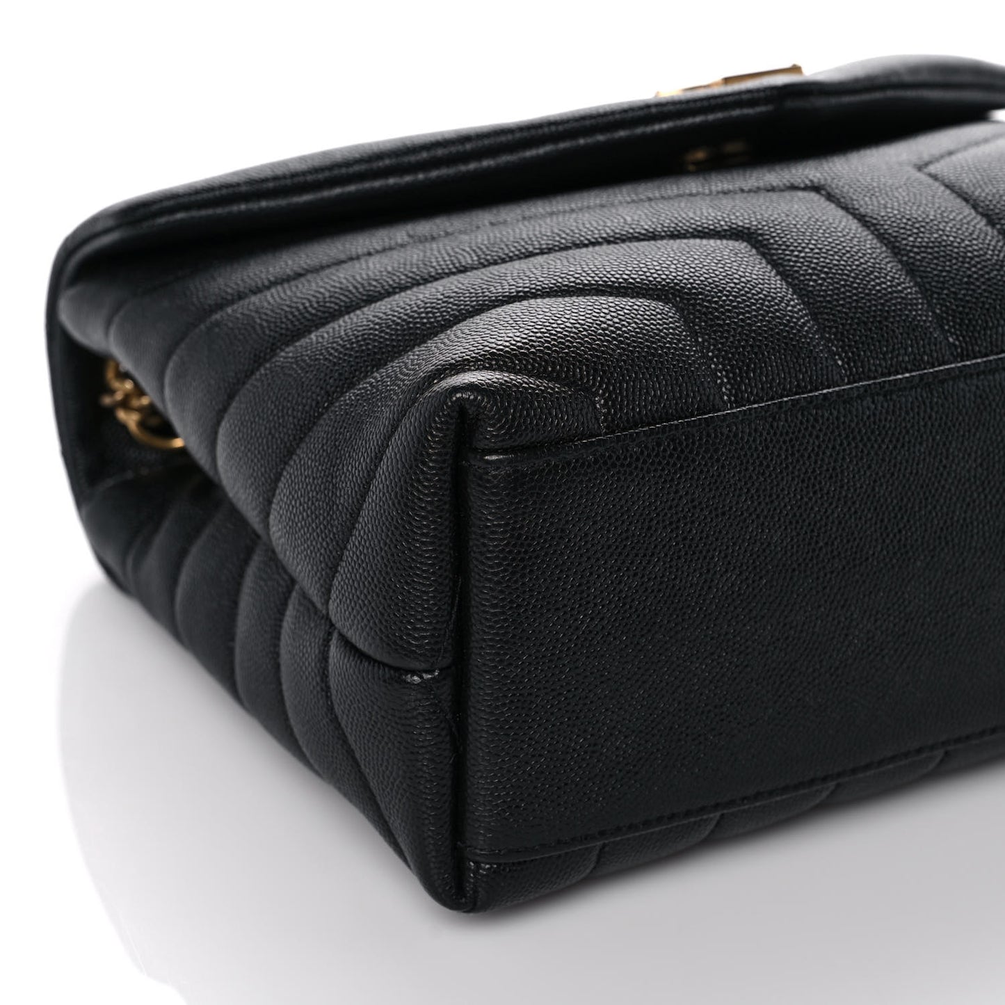 Grain de Poudre Calfskin Y Quilted Monogram Small Loulou Chain Satchel Black