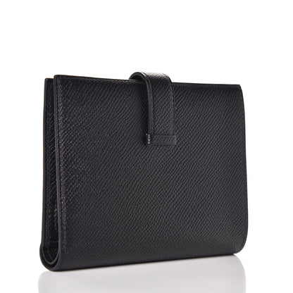 Hermes Epsom Bearn Compact Wallet Black 3 of 8