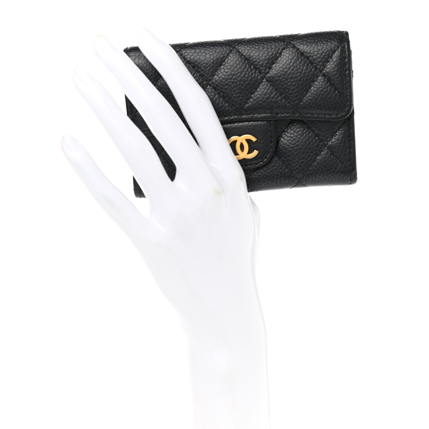 Chanel Caviar Quilted Flap Card Holder Wallet Black 2 of 9