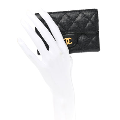 Chanel Caviar Quilted Flap Card Holder Wallet Black 2 of 9