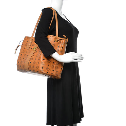 MCM Visetos Medium Liz Reversible Shopper Tote Cognac 3 of 16