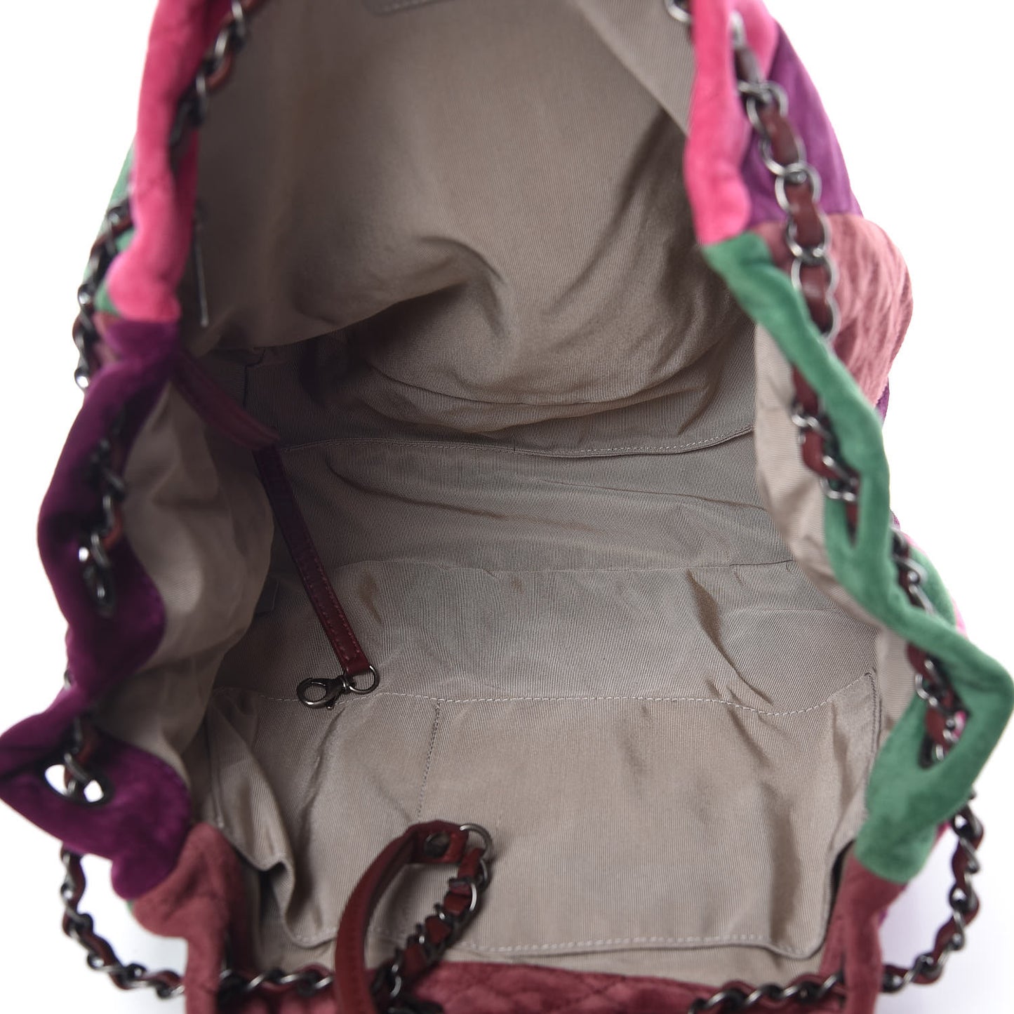 Suede Quilted Patchwork Drawstring Bag Green Pink Purple Burgundy