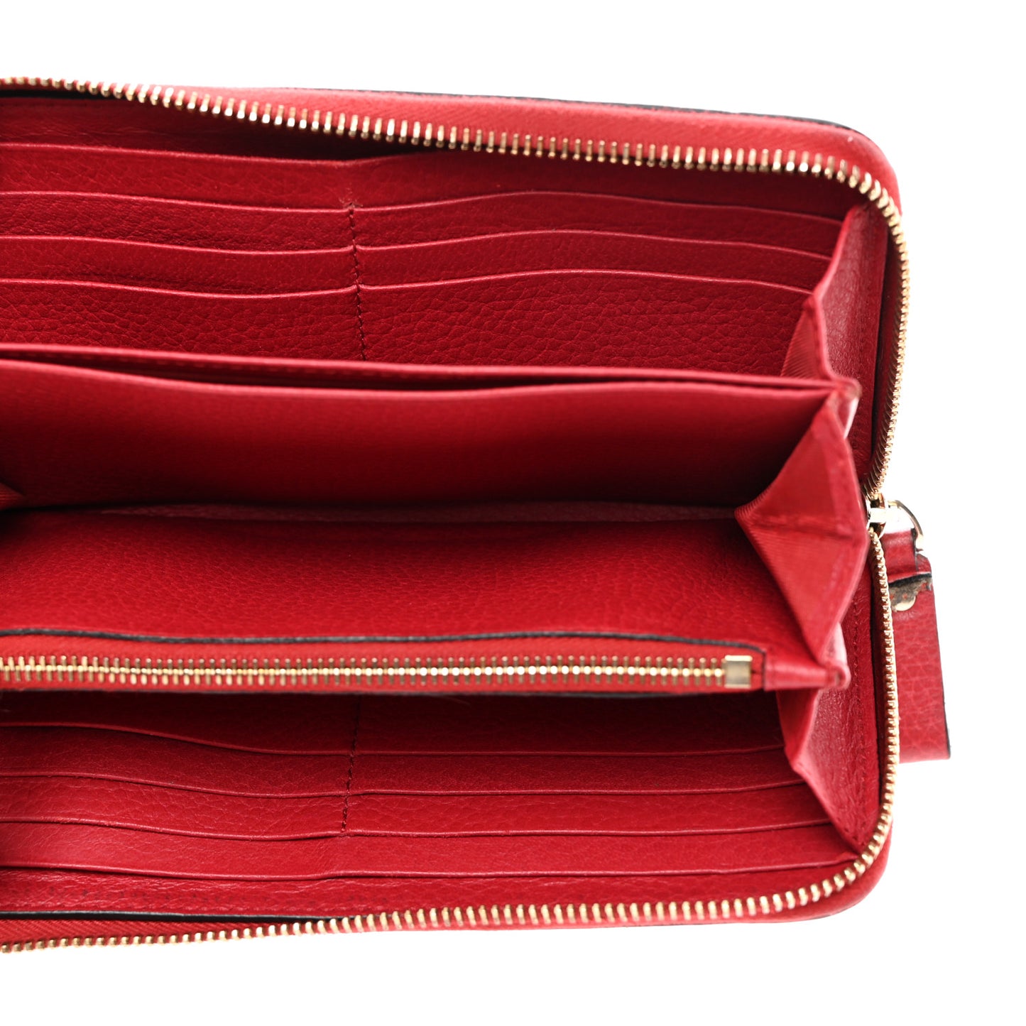 Pebbled Calfskin Rockstud Zip Around Wallet Rosso Valentino