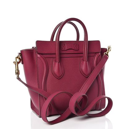 Celine Drummed Calfskin Nano Luggage Plum 4 of 9