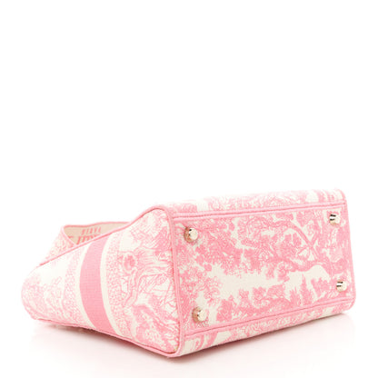 Christian Dior Canvas Toile De Jouy Embroidered Medium Lady D-Lite Peony Pink 4 of 11