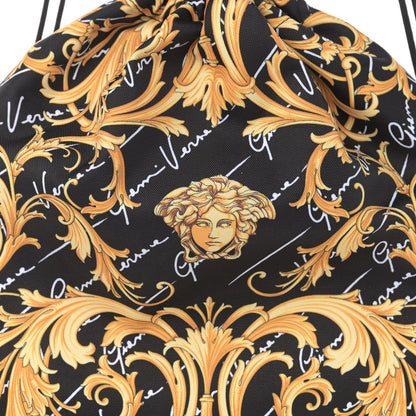 Versace Nylon Barocco Signature Print Drawstring Backpack Black 8 of 12