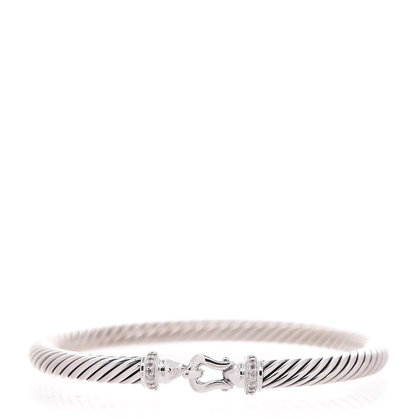 Sterling Silver Diamond 5mm Cable Buckle Bracelet