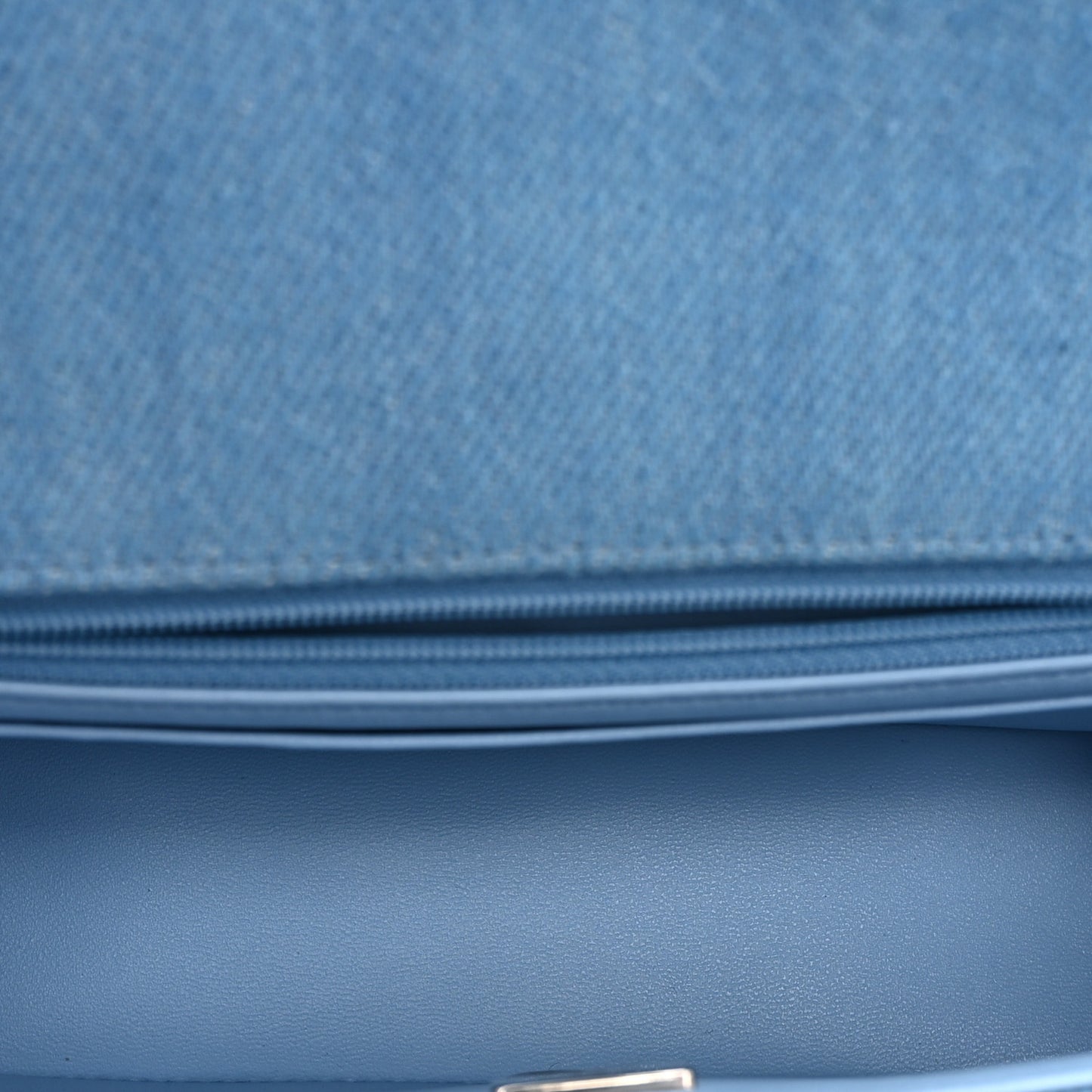 Denim Quilted Mini Rectangular Flap Blue