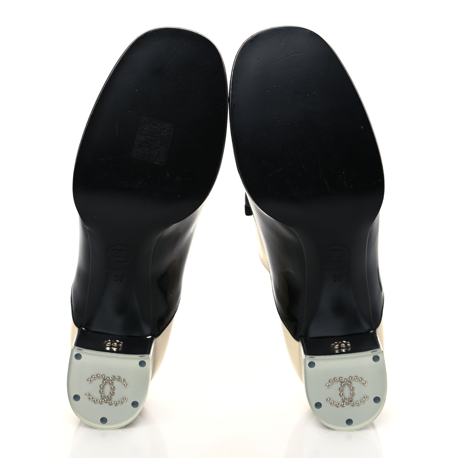 Chanel Patent Calfskin CC Bow Lace Up Oxford Pumps 39 Beige Black 5 of 10