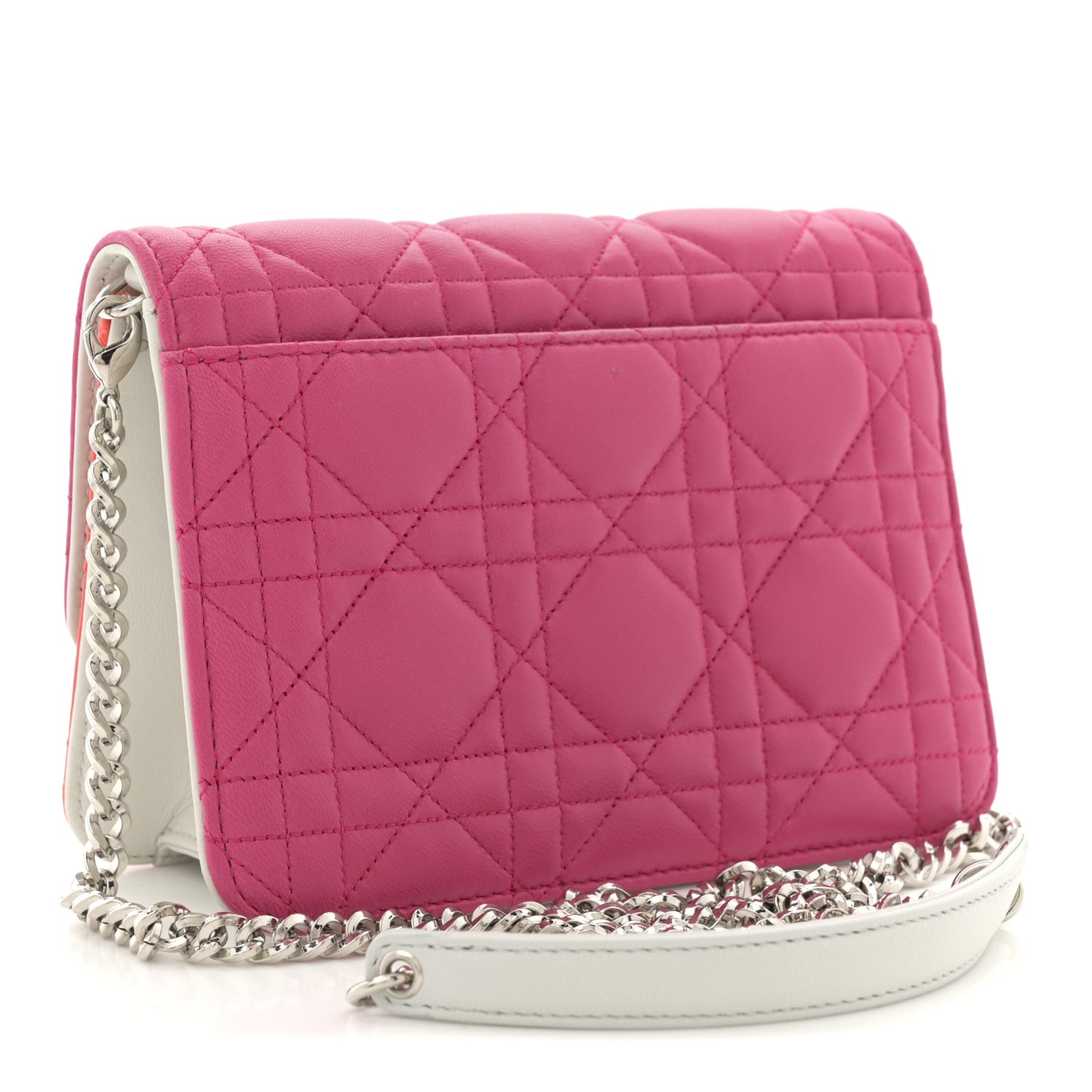 Lambskin Cannage Tri-Color Mini Miss Dior Promenade Pouch Pink Red