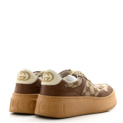 Gucci Calfskin GG Monogram Womens Platform 55mm Sneakers 36.5 Hezelnut Beige Ebony Mystic White 4 of 10