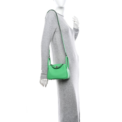 Hermes Taurillon Clemence Mini Lindy 20 Vert Comics 2 of 10
