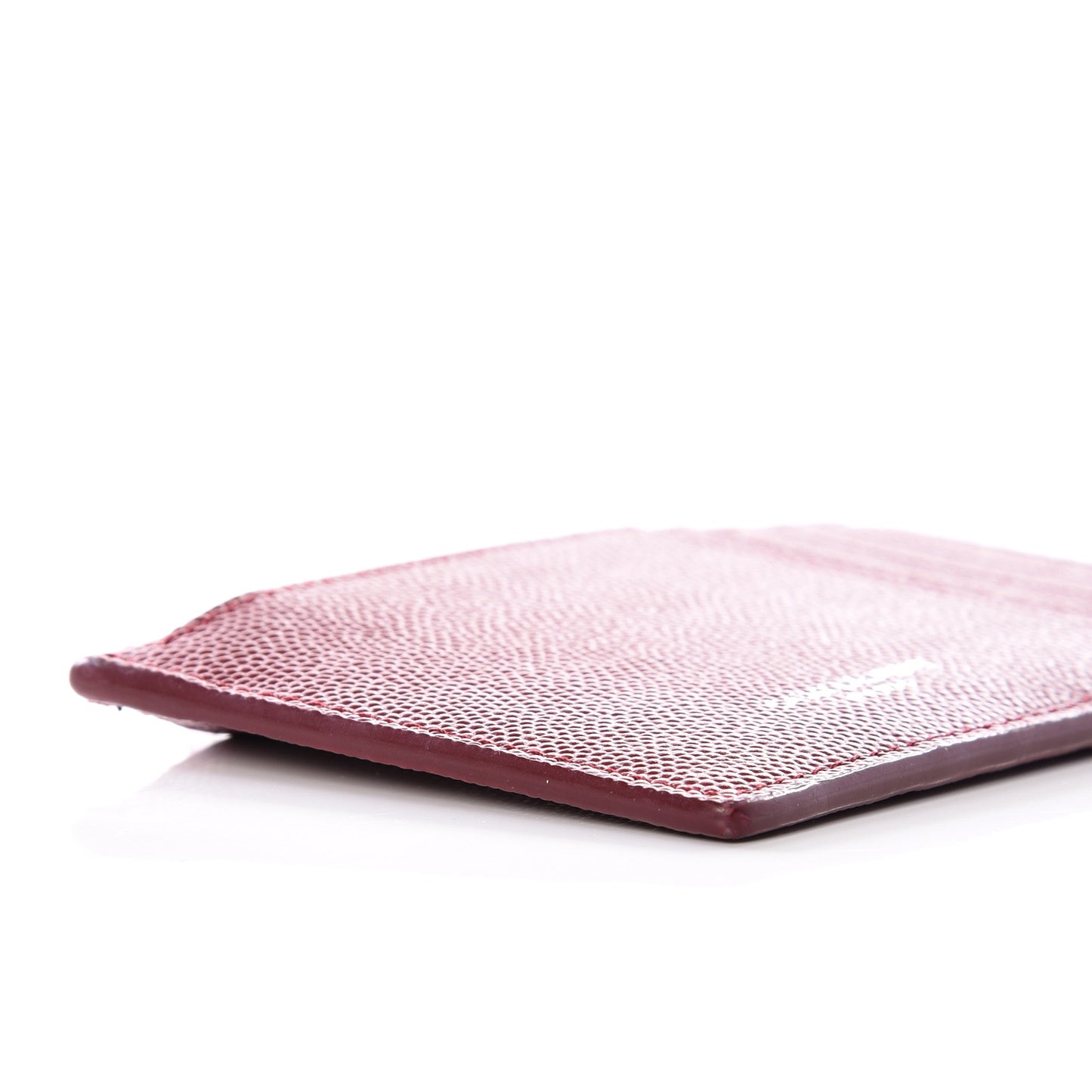 Grained Calfskin 5 Fragments Zip Pouch Card Holder Burgundy