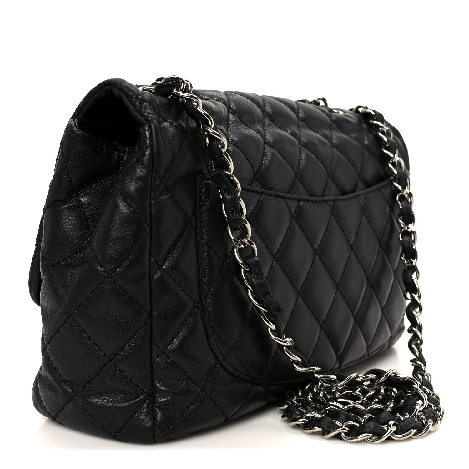 Chanel Washed Caviar Quilted Jumbo Single Flap Black 3 of 11