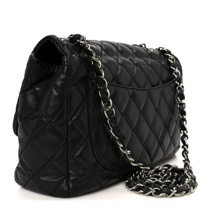Chanel Washed Caviar Quilted Jumbo Single Flap Black 3 of 11