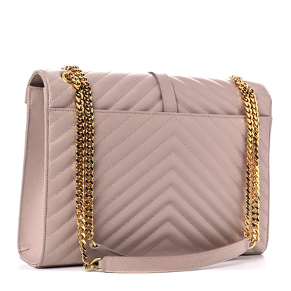 Saint Laurent Grain De Poudre Matelasse Chevron Large Monogram Satchel Rose Antic 2 of 8