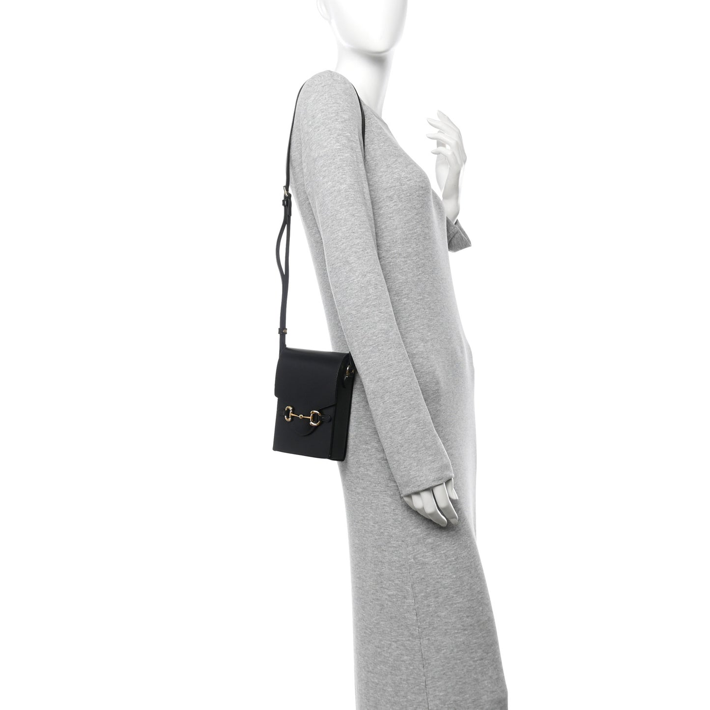 Boarded Plutone Calfskin Mini Horsebit 1955 Crossbody Bag Black
