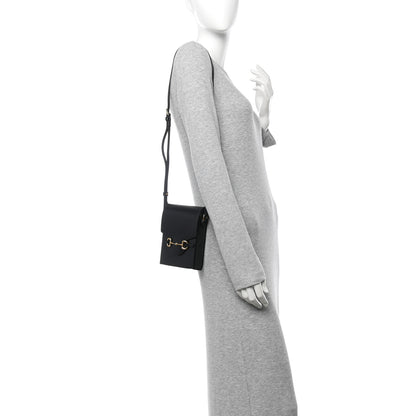 Gucci Boarded Plutone Calfskin Mini Horsebit 1955 Crossbody Bag Black 2 of 10